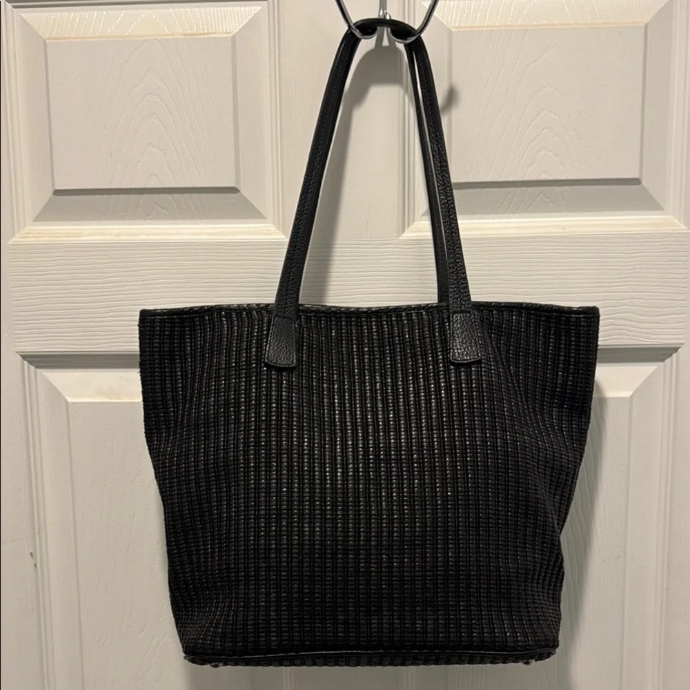 Furla Black and Silver Textured Tote‎ Bag